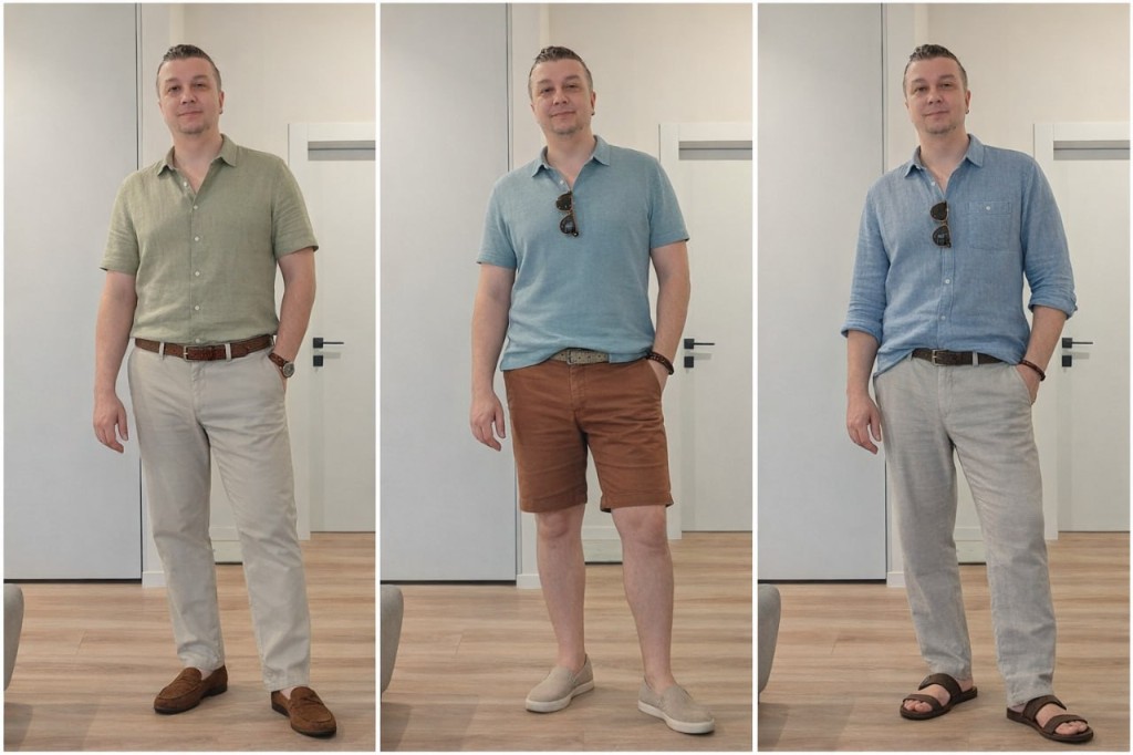 Mens smart casual outfit example triptych